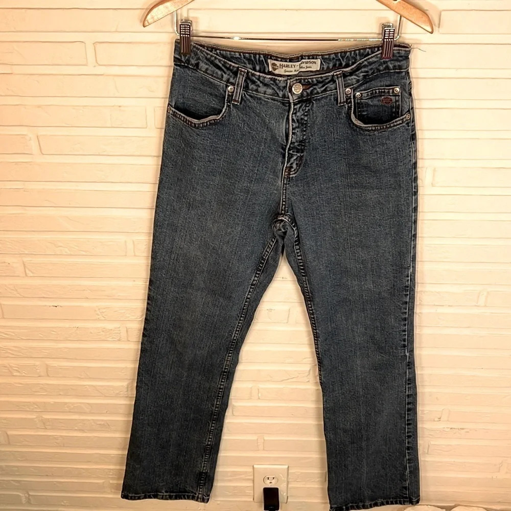 Harley Davidson Blue Bootcut Motorcycle Jeans, Women’s Size 8